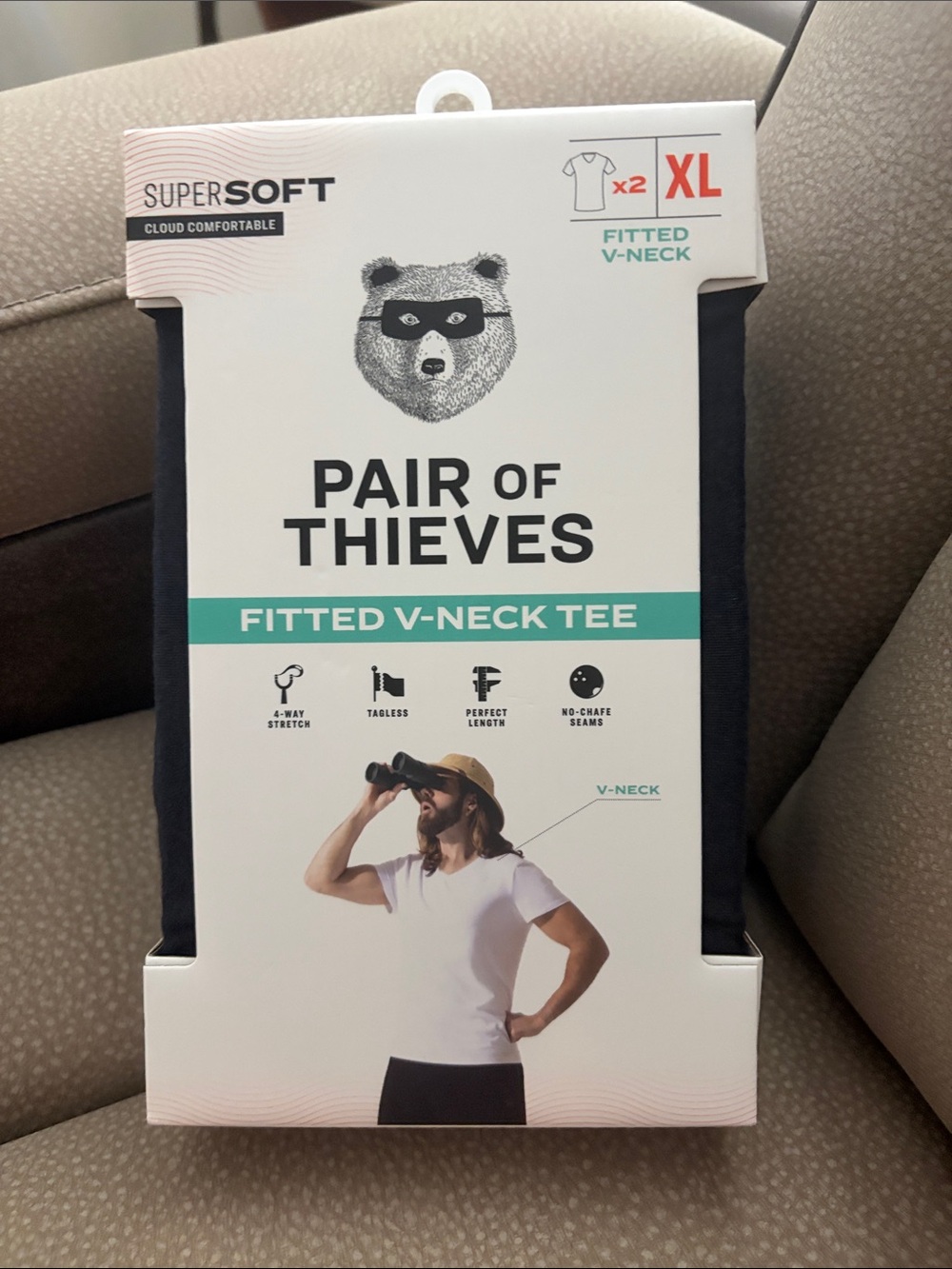 Men's Fitted V-Neck Tee - Black (XL) - 2-Pack